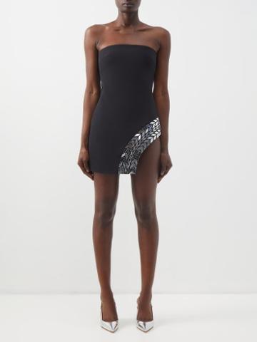 David Koma - Plexiglass Tyre Track Sleeveless Mini Dress - Womens - Black Silver