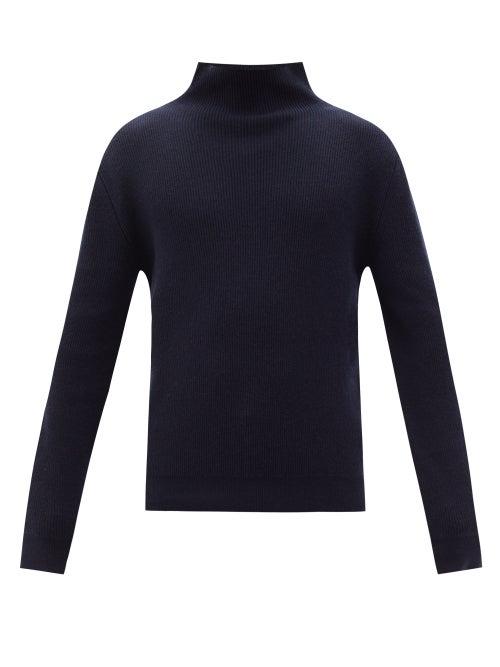 Matchesfashion.com The Row - Daniel Stand-neck Ribbed-cashmere Sweater - Mens - Dark Navy