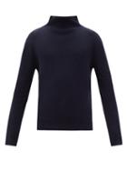 Matchesfashion.com The Row - Daniel Stand-neck Ribbed-cashmere Sweater - Mens - Dark Navy