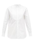 Matchesfashion.com Jil Sander - Embroidered Band Collar Bib Front Cotton Shirt - Womens - White