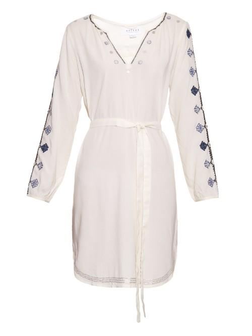 Velvet By Graham & Spencer Belton Tibetan-embroidered Dress