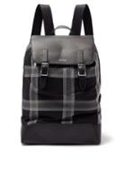 Matchesfashion.com Paul Smith - Check Embroidered Canvas & Leather Backpack - Mens - Black