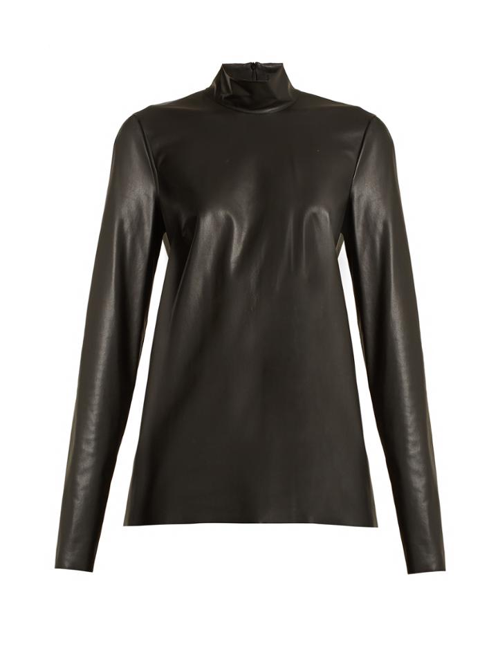 Joseph Vienna High-neck Faux-leather Top