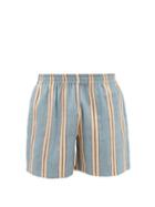 Harago - Striped Cotton-chambray Shorts - Mens - Blue Multi