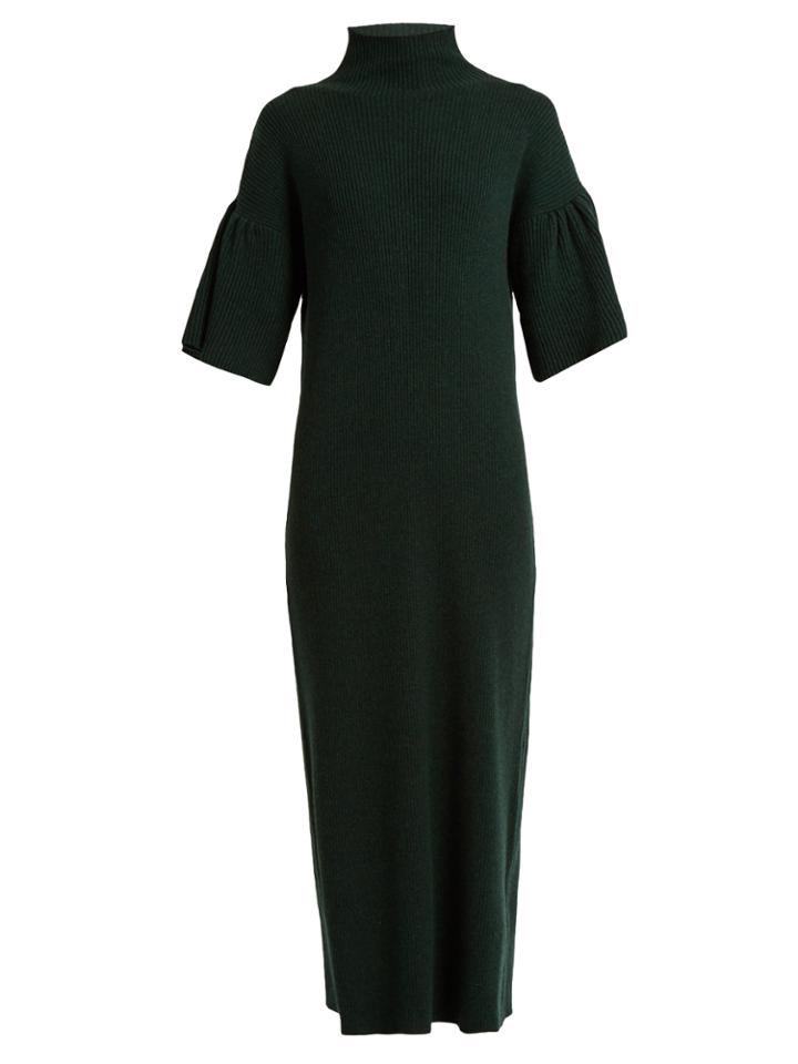 Ryan Roche High-neck Ribbed-knit Cashmere Dress