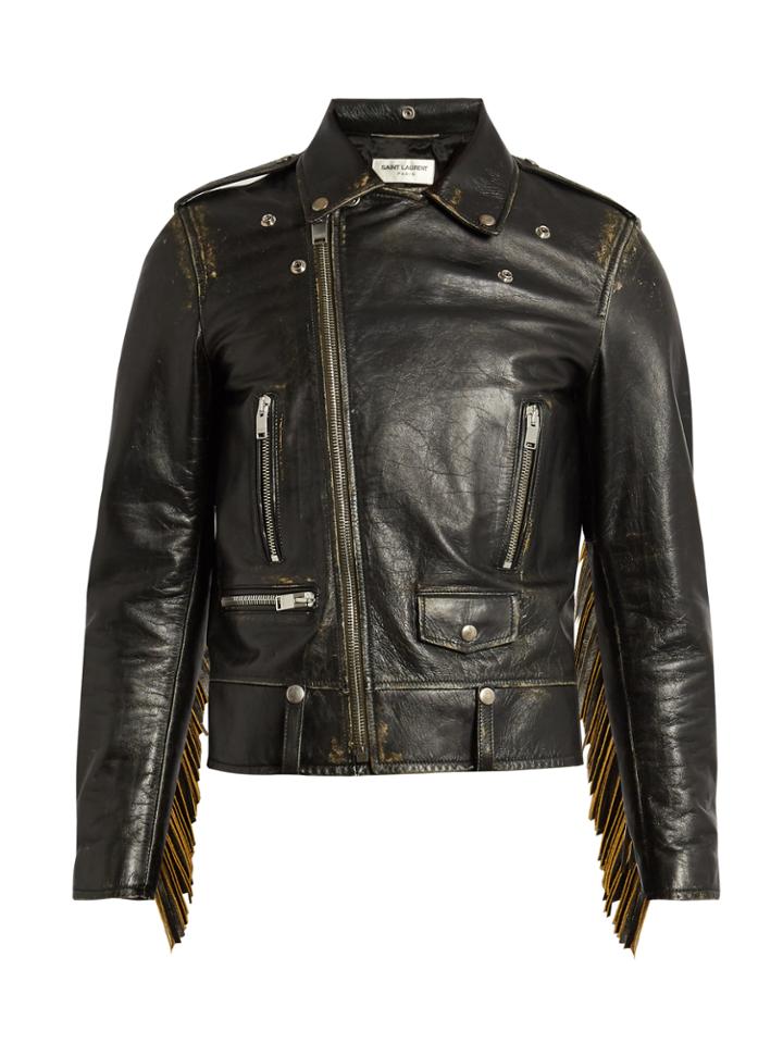Saint Laurent Tasselled Leather Biker Jacket