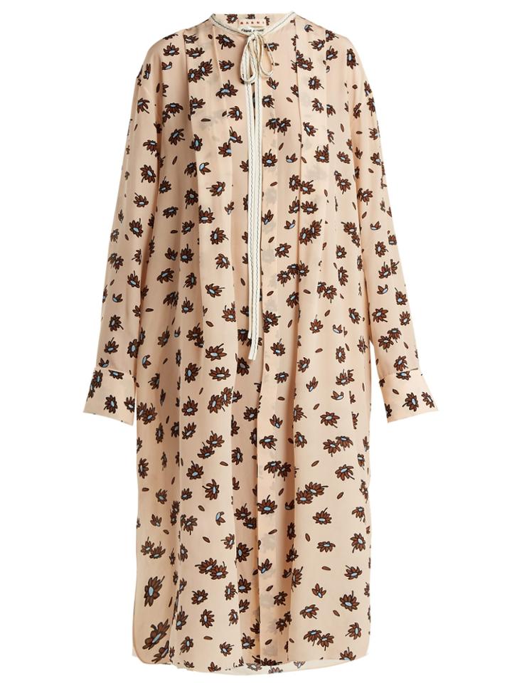 Marni Floral-print Crepe De Chine Silk Dress