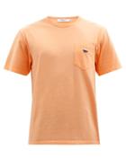 Maison Kitsun - Fox-patch Cotton-jersey T-shirt - Mens - Orange