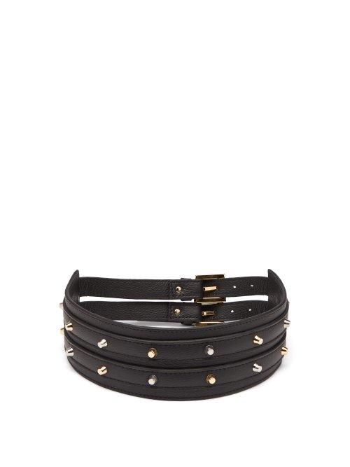 Matchesfashion.com Charles & Ron - Charles & Ron X Khushboo Studded Leather Belt - Womens - Black