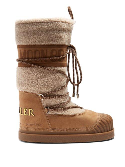 Matchesfashion.com Moncler - X Moon Boot&reg; Venus Shearling Aprs Ski Boots - Womens - Tan