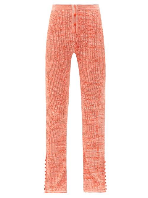 Matchesfashion.com Live The Process - Kickflared Buttoned-cuff Jersey Track Pants - Womens - Orange Multi