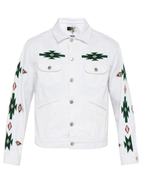 Matchesfashion.com Isabel Marant - Jango Embroidered Denim Jacket - Mens - White