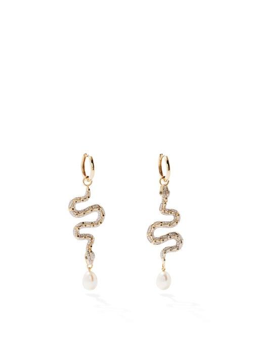 Harris Reed X Missoma - Snake Diamond, Pearl & 14kt Recycled-gold Earrings - Womens - Gold Multi
