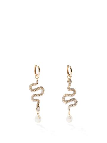 Harris Reed X Missoma - Snake Diamond, Pearl & 14kt Recycled-gold Earrings - Womens - Gold Multi