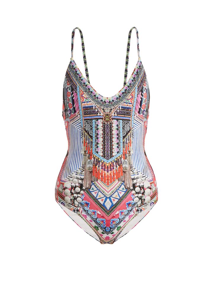 Camilla Hani Heaven-print Scoop-back Swimsuit