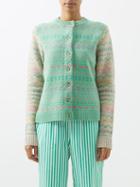 Caro Editions - Round-neck Fair-isle Wool Cardigan - Womens - Beige Multi