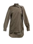 Matchesfashion.com Balenciaga - Checked Draped Collar Shirt - Womens - Brown Multi