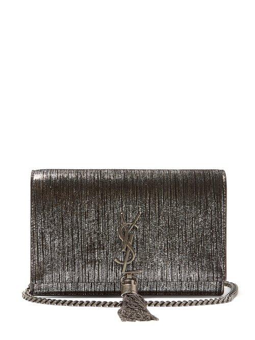 Matchesfashion.com Saint Laurent - Kate Metallic Satin Cross Body Bag - Womens - Silver