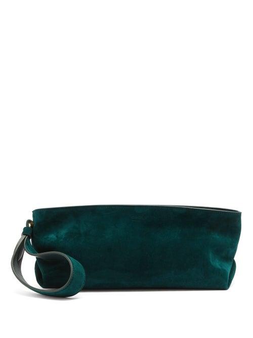 Matchesfashion.com Khaite - Alma Suede Pouch - Womens - Dark Green