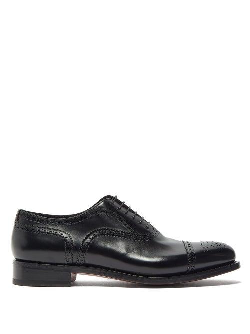 Matchesfashion.com Santoni - Oscar Leather Oxford Shoes - Mens - Black