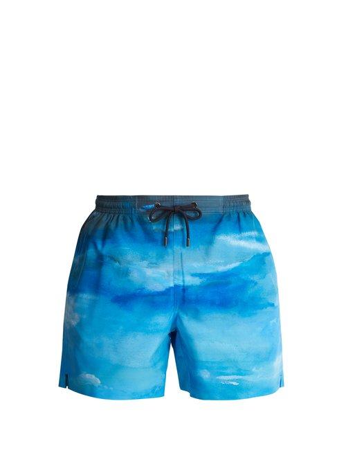 Matchesfashion.com Maran - The Horizon Print Swim Shorts - Mens - Blue