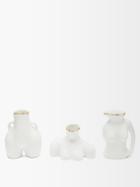 Anissa Kermiche - Set Of Three Mini Eartherware Vases - White Multi