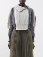 Sacai - Ribbed-knit Panelled Wool-blend Bomber Jacket - Womens - Grey
