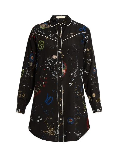 Valentino Astrocouture-print Silk Crepe De Chine Shirt