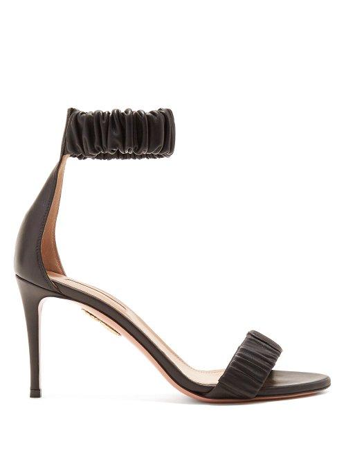 Matchesfashion.com Aquazzura - Liberty 85 Ruched Leather Sandals - Womens - Black
