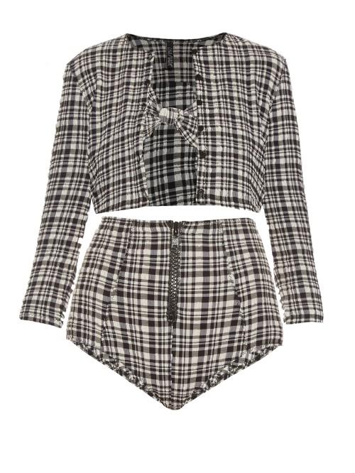 Lisa Marie Fernandez Poppy Plaid Seersucker Twin-set Bikini
