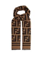Fendi Logo-intarsia Wool And Silk Blend Scarf