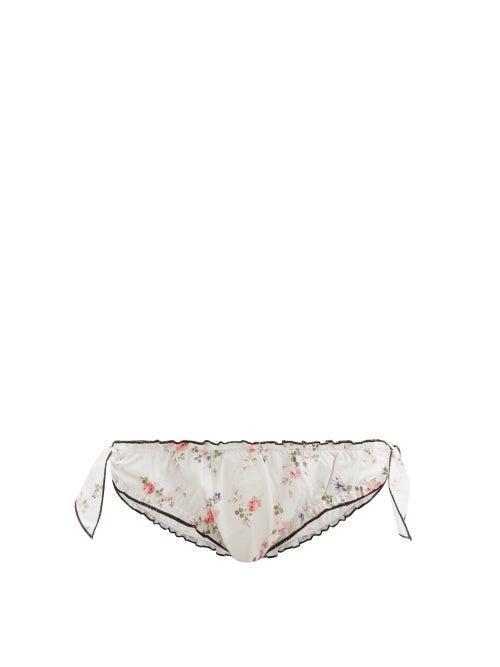 Ladies Lingerie Lug Von Siga - Side-tie Floral-print Cotton Briefs - Womens - Multi