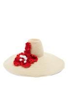 Rosie Assoulin Flower-crochet Oversized Hemp-straw Hat