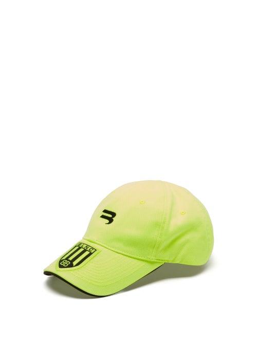 Matchesfashion.com Balenciaga - Football Logo-embroidered Cotton-twill Cap - Mens - Yellow