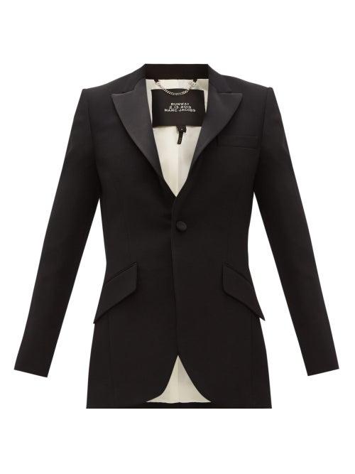 Matchesfashion.com Marc Jacobs - Single Breasted Satin Trim Wool Tuxedo Jacket - Womens - Black