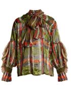 Preen By Thornton Bregazzi Marina Checked Silk-blend Devor Shirt