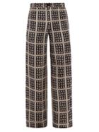 73 London - Paisley-print Silk-twill Wide-leg Trousers - Mens - Black Cream