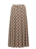 Matchesfashion.com Gucci - Gg Print Pleated Midi Skirt - Womens - Brown Multi
