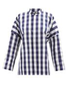 Eskandar - Gingham-check Cotton Shirt - Womens - Navy White