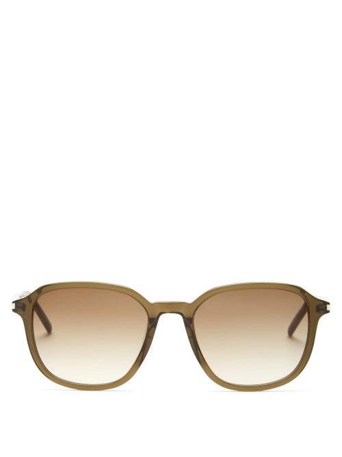 Matchesfashion.com Saint Laurent - Square Acetate Sunglasses - Mens - Green
