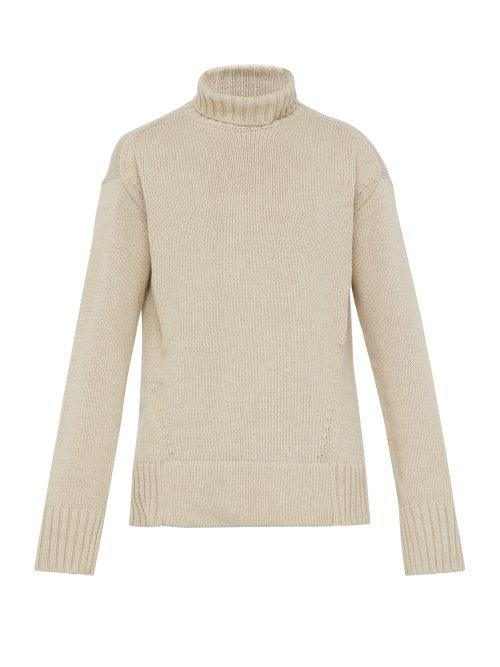 Matchesfashion.com Joseph - Sloppy Joe Roll Neck Cotton Blend Sweater - Mens - Cream