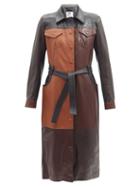 Marine Serre - Patchwork Leather Coat - Womens - Brown Multi