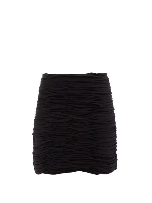 Khaite - Moira Ruched Crepe Mini Skirt - Womens - Black