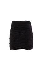 Khaite - Moira Ruched Crepe Mini Skirt - Womens - Black