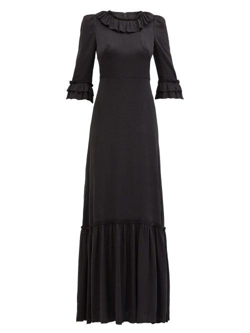 Matchesfashion.com The Vampire's Wife - The Gloria Hammered Silk-blend Satin Maxi Dress - Womens - Black