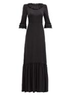 Matchesfashion.com The Vampire's Wife - The Gloria Hammered Silk-blend Satin Maxi Dress - Womens - Black