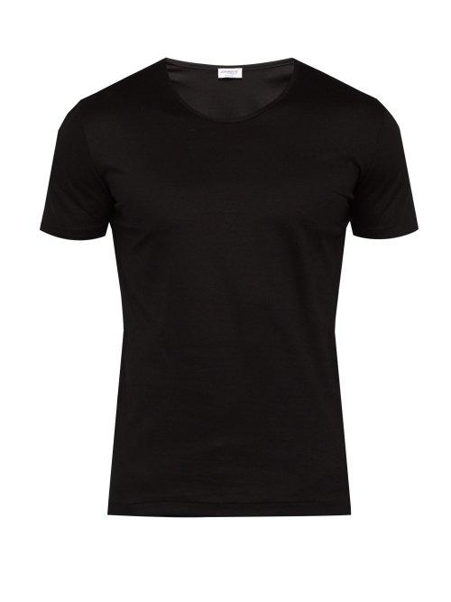 Matchesfashion.com Zimmerli - Crew Neck Cotton T Shirt - Mens - Black