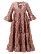 Matchesfashion.com La Doublej - Jennifer Jane Pomodorini-jacquard Tiered Dress - Womens - Red Print