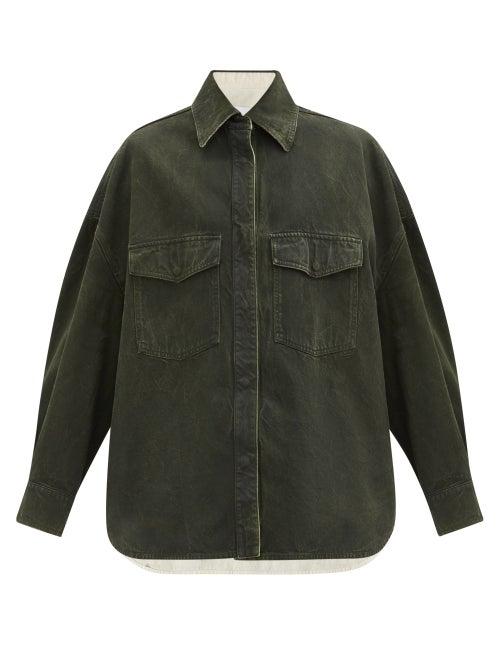 Matchesfashion.com The Attico - Sprayed Cotton-canvas Shirt Jacket - Womens - Dark Green