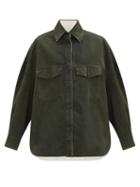Matchesfashion.com The Attico - Sprayed Cotton-canvas Shirt Jacket - Womens - Dark Green